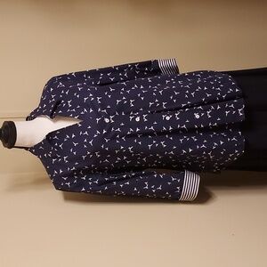 Navy and white cotton shirt by Foxcroft